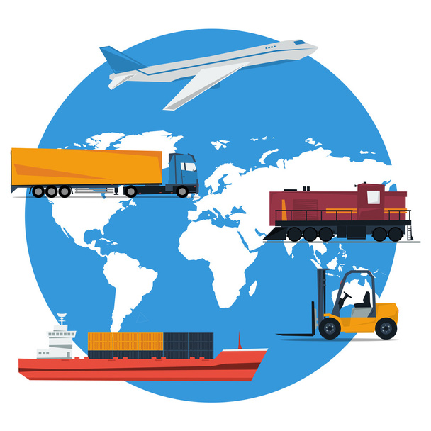 Vektorové kolo koncepce logistiky dopravy - Vektor, obrázek