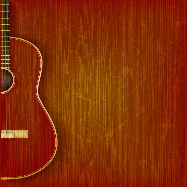 acoustic guitar on abstract grunge background - Vector, Image