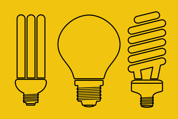 Trois icônes de lampe de ligne mince
 - Vecteur, image