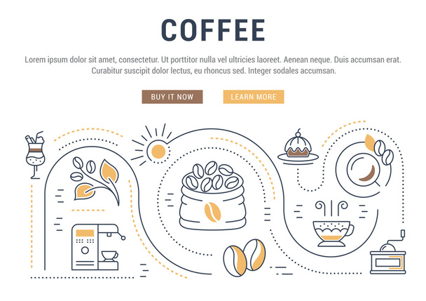 Website Banner and Landing Page Coffee - Vector, afbeelding