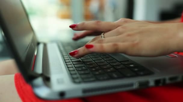 Γυναικεία χέρια πληκτρολογώντας στον υπολογιστή - Πλάνα, βίντεο