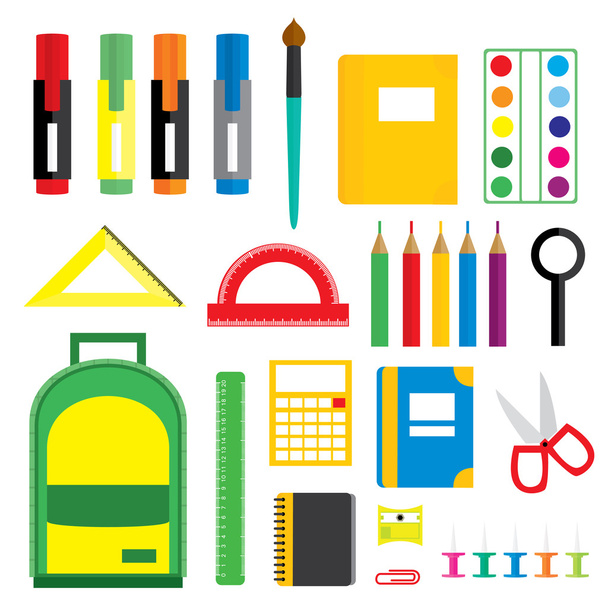 Set of school supplies. Vector illustration. - Vector, Image