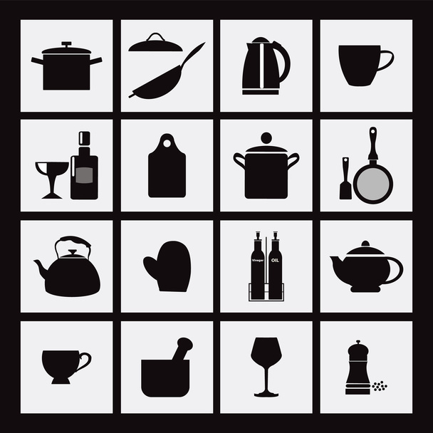 kitchen and restaurant black icon kitchenware  - Vector, afbeelding