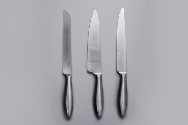 Stainless steel kitchen knife isolated over white background, se - Φωτογραφία, εικόνα