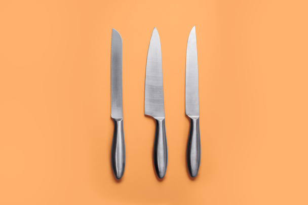 Stainless steel kitchen knife isolated - 写真・画像