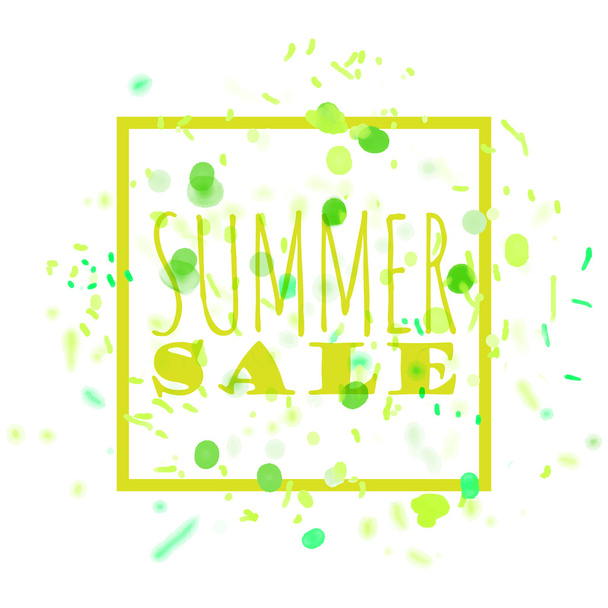 Summer sale watercolor background with leaves and lettering - Vector, Image