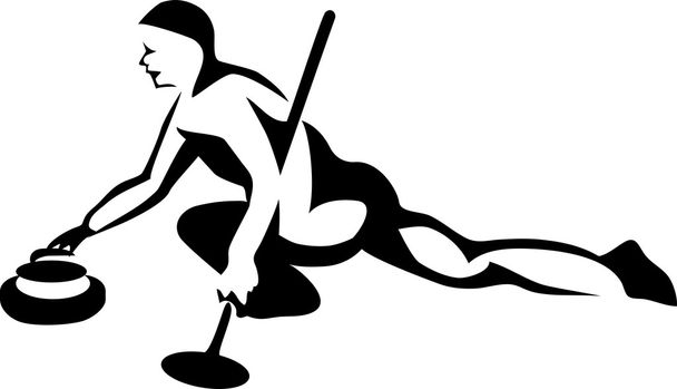Curling jugador ilustración
 - Vector, imagen