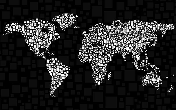 Abstract world map from squares, style background - Vector, Image