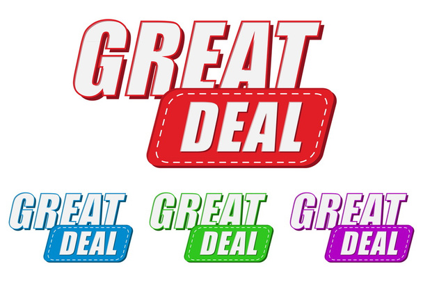 great deal, four colors labels, vector - Vector, Image