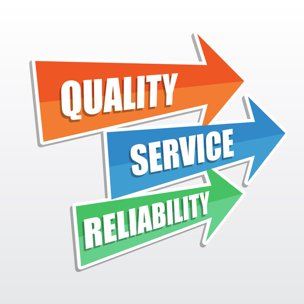 Qualität, Service, Zuverlässigkeit bei Pfeilen, flaches Design, Vektor - Vektor, Bild