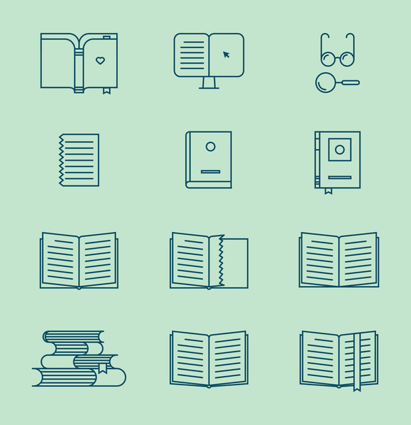 Iconos de línea de libro
 - Vector, imagen