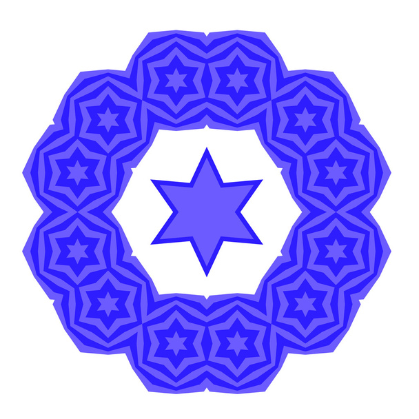 Голубая звезда Дэвида Изолированная на белом фоне. Еврейский символ религии
 - Фото, изображение