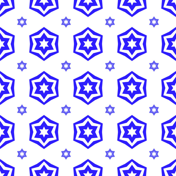 青のデイヴィッドの星シームレスな背景。宗教のユダヤ人のシンボル - 写真・画像