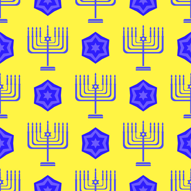 Синий Дэвид Стар Бесшовный фон. Еврейская символика религии Меноры
 - Фото, изображение