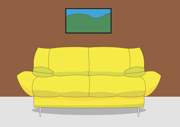 黄色のソファーの図 - ベクター画像