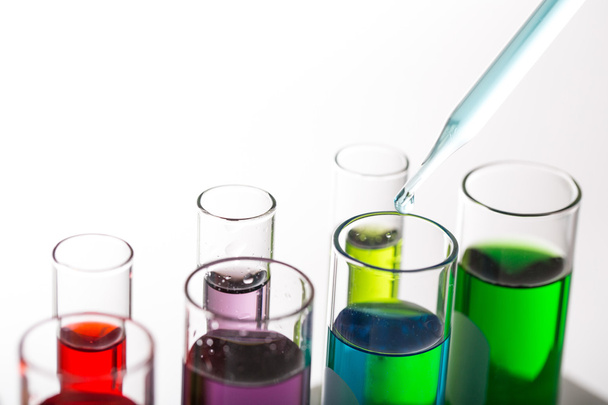 Chemistry flask glassware for test laboratory. - Foto, Imagem