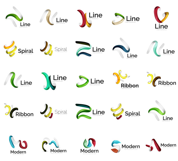 Set of abstract ribbon logo icons - Vector, Image
