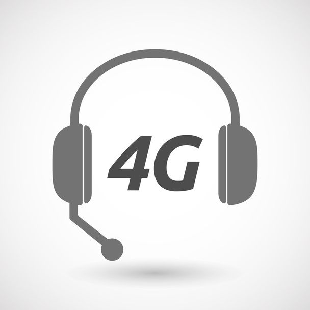 Icono de auriculares aislados con el texto 4G
 - Vector, Imagen