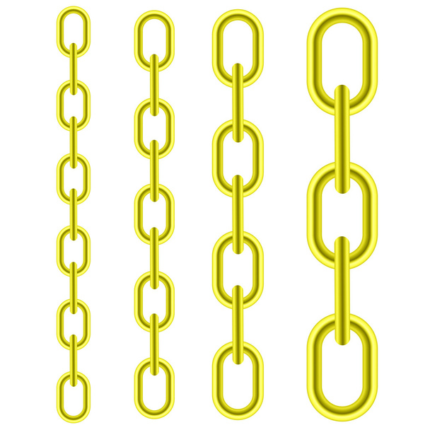 Set van verschillende gele metalen kettingen - Vector, afbeelding