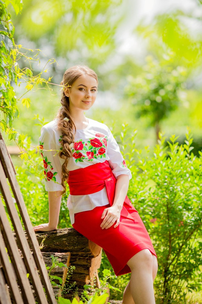 Ulusal giysili Ukraynalı kız - Fotoğraf, Görsel