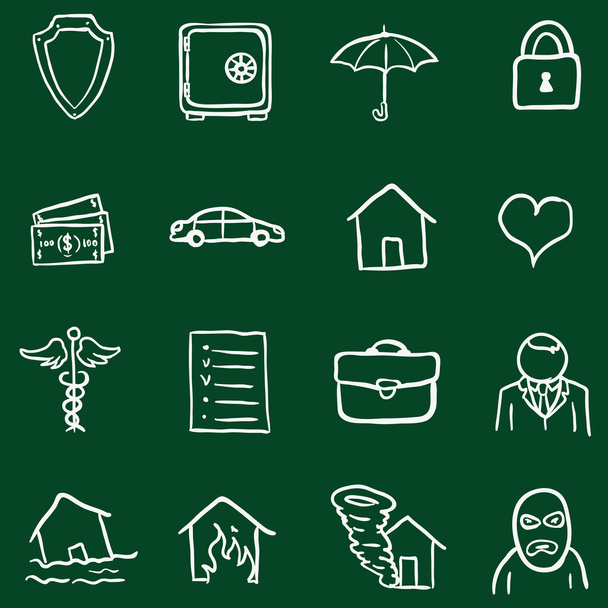 icônes d'assurance doodle - Vecteur, image