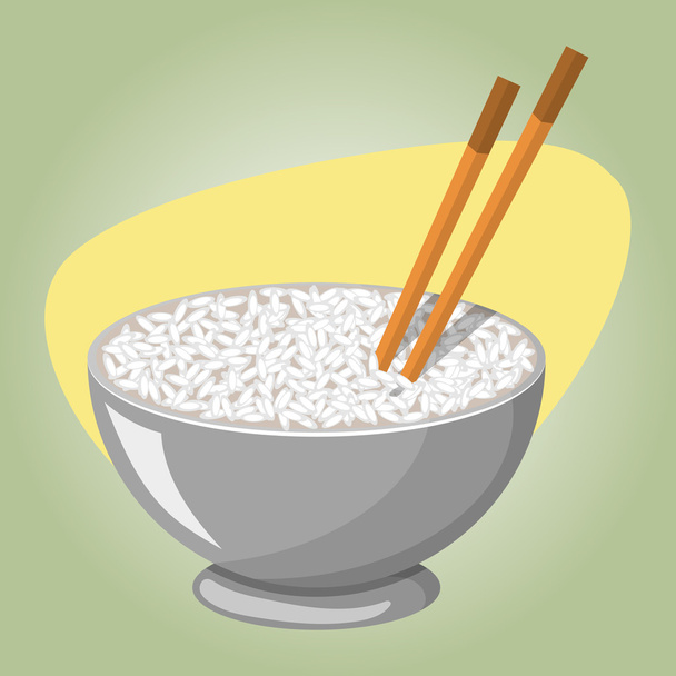 Vektorillustration einer Reisschale und eines Essstäbchens - Vektor, Bild