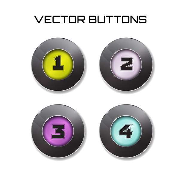 вектор набору міток. 4 кольорові кнопки зі скляним серфінгом. іконки
. - Вектор, зображення