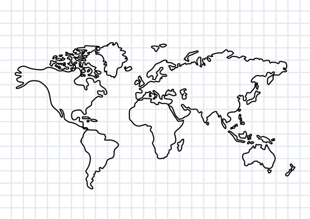 Dibujo del mapa sobre papel cuadrado
 - Vector, imagen