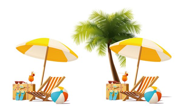 Vector travel and summer beach vacation relax icon - Vector, Image