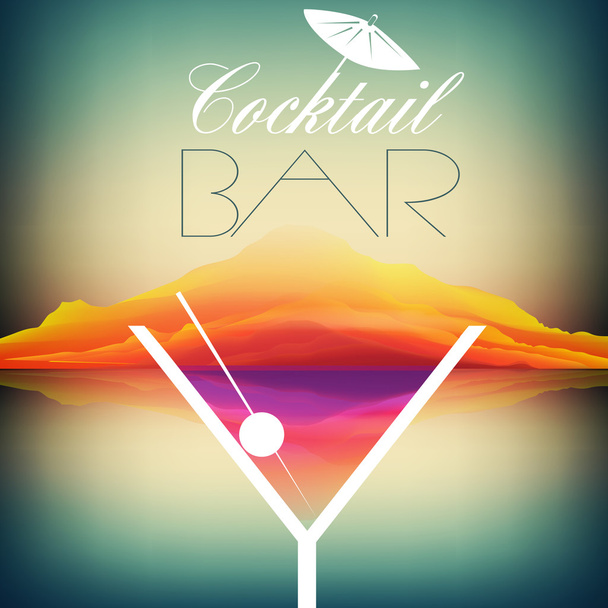 Simple Cocktail Poster Design - Vector Illustration - Vetor, Imagem