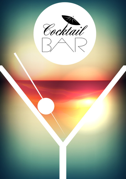 Simple Cocktail Poster Design - Vector Illustration - Vector, imagen