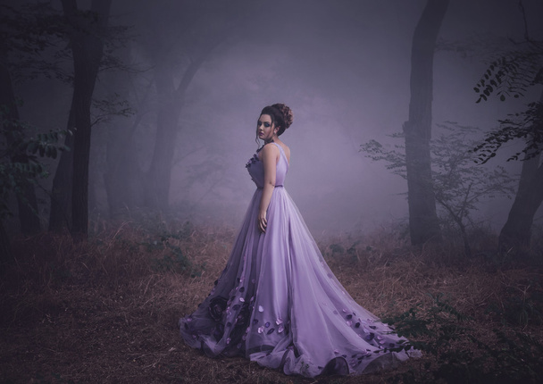 Lady in a luxury lush purple dress - Foto, Imagem