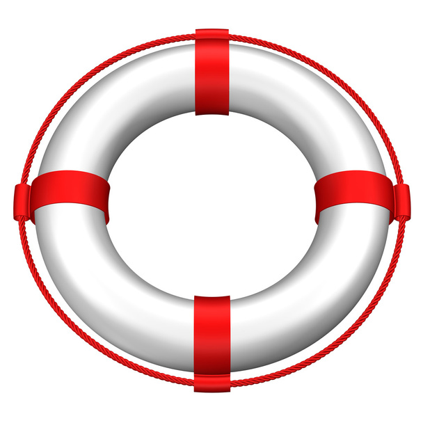 Lifebuoy with stripes and rope. 3D rendering. - Photo, image
