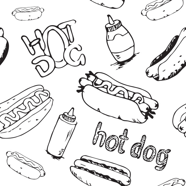 hotdogs naadloos patroon - Vector, afbeelding