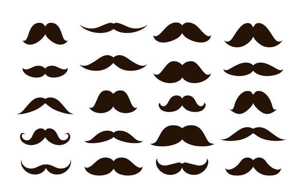 Set mustaches isolated on white background. Vector illustration - Vector, Image