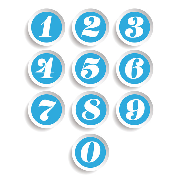 Number set sticker vector blue - Vector, Image