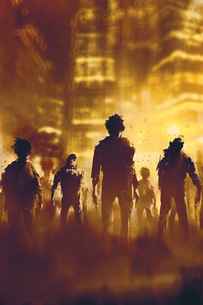 zombie multitud caminando en la ciudad
 - Foto, Imagen