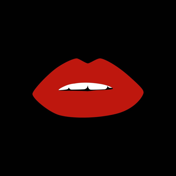 赤い口紅の女性の唇アイコンのベクトルを設定 - ベクター画像
