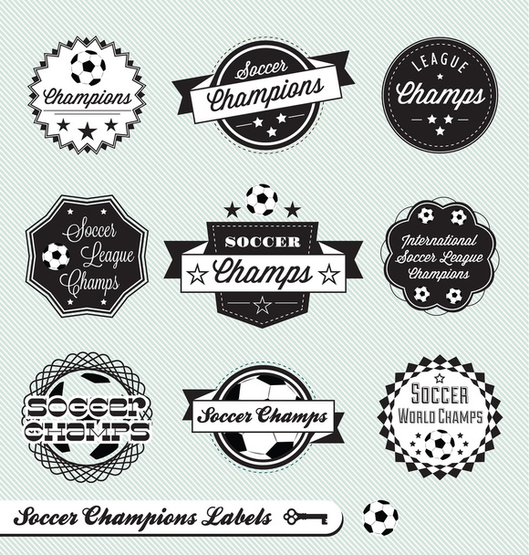 Vector Set: Soccer Champs Labels - Vector, Image