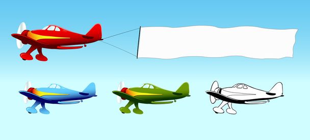 Літак з порожнім банером неба, повітряна реклама
 - Вектор, зображення