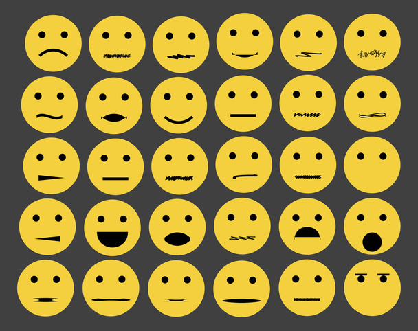 Sor Emotikonok, emoji elszigetelt fehér background - Vektor, kép