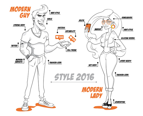 Mode moderne mensen - Vector, afbeelding