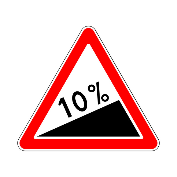 Traffic-Road Sign: Steep Climb or Steep Slope - Vector, Image