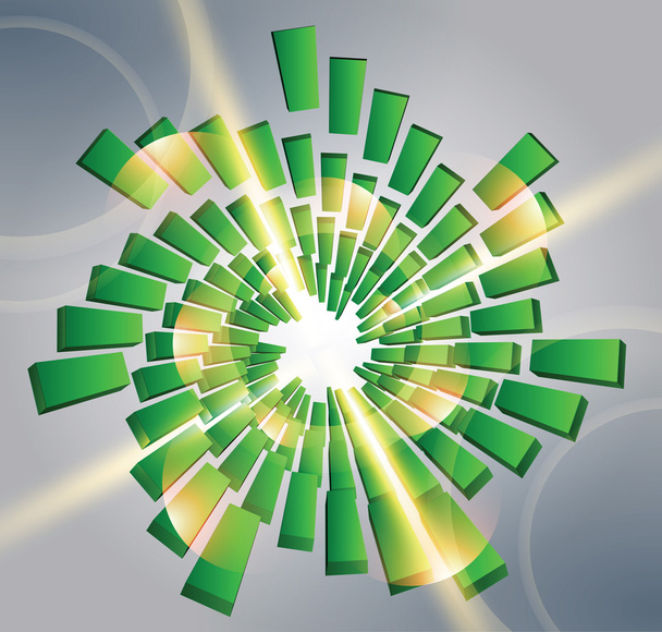 Illustration der perspektivisch gerichteten Spiralelemente mit zusätzlichen Lichteffekten - Vektor, Bild