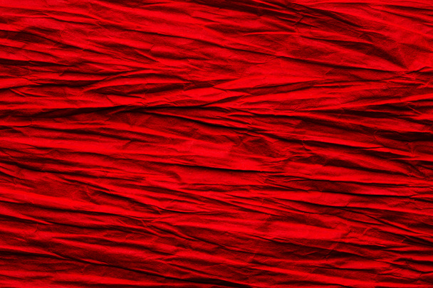 Papier zerknittert Hintergrund, abstrakte raue knittrige rote Textur - Foto, Bild
