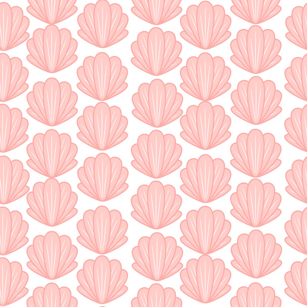 Pink shell cute seamless vector pattern. - Вектор,изображение
