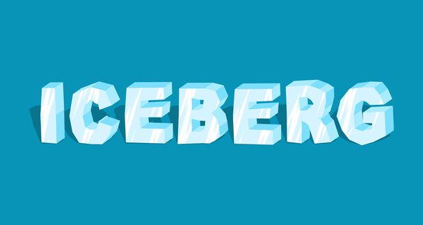 Eisberg-Wort. Buchstaben aus Eis. Kalter Schriftzug. transparent blau ty - Vektor, Bild