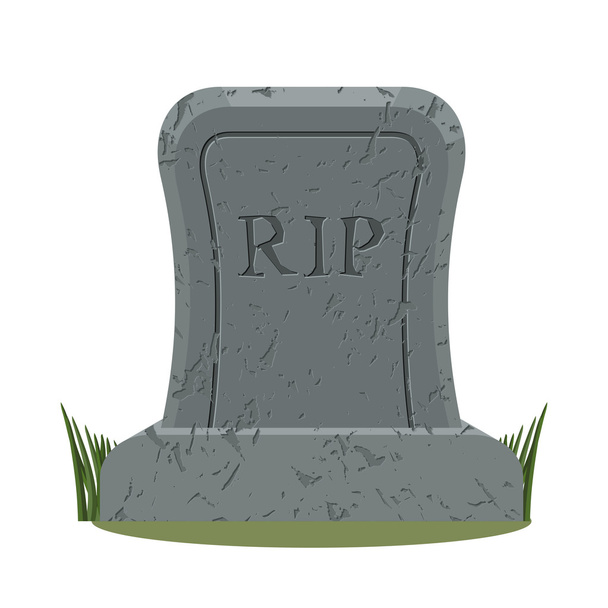 ancient RIP. Grave isolated. Old gravestone with cracks. tomb on - Vector, Image