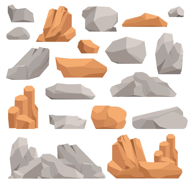 Ilustración de vectores de rocas y piedras
 - Vector, imagen