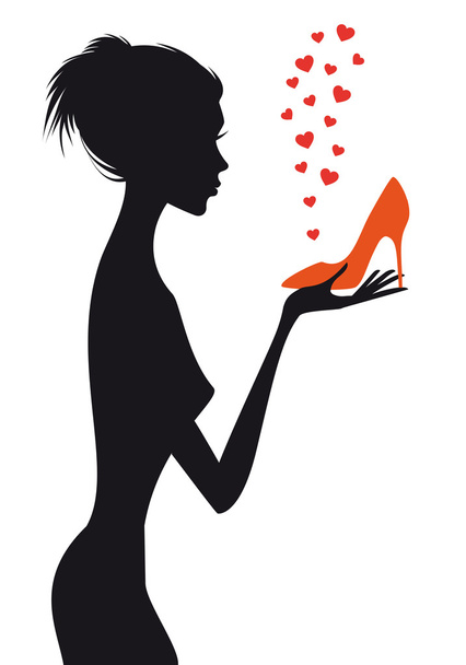 Nő, piros cipő divat, vektor - Vektor, kép